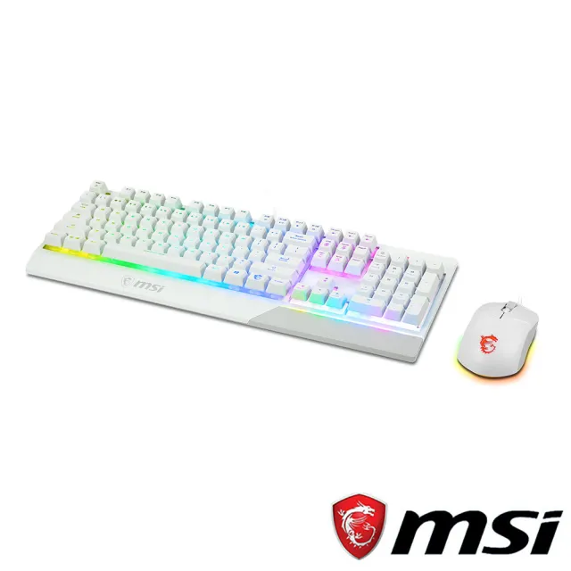 【MSI 微星】VIGOR GK30 COMBO WHITE 電競鍵盤滑鼠組(GK30+GM11)(白色)