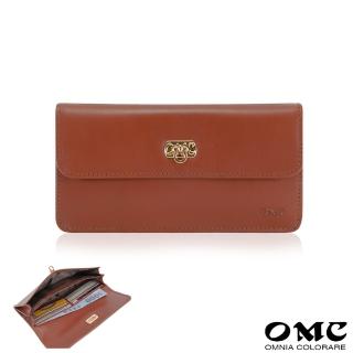 【OMC】半蓋馬蹄扣全牛皮長夾95118(焦糖棕)