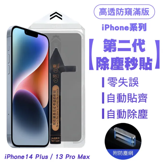 【SHOWHAN】iPhone 14 Plus 二代除塵 高透防窺滿版防塵網保護貼秒貼款