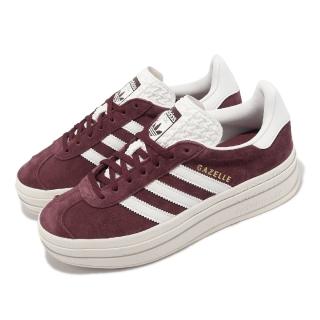 【adidas 愛迪達】休閒鞋 Gazelle Bold W 女鞋 酒紅 白 厚底 增高 拼接 麂皮 三條線 三葉草 愛迪達(HQ6892)