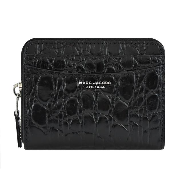 【MARC JACOBS 馬克賈伯】THE SLIM 84鱷魚壓紋皮革拉鍊卡片零錢包(黑)