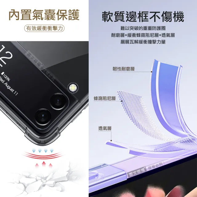 三星 Samsung Galaxy Z Flip4 5G 透明氣囊防摔 指環支架手機保護殼