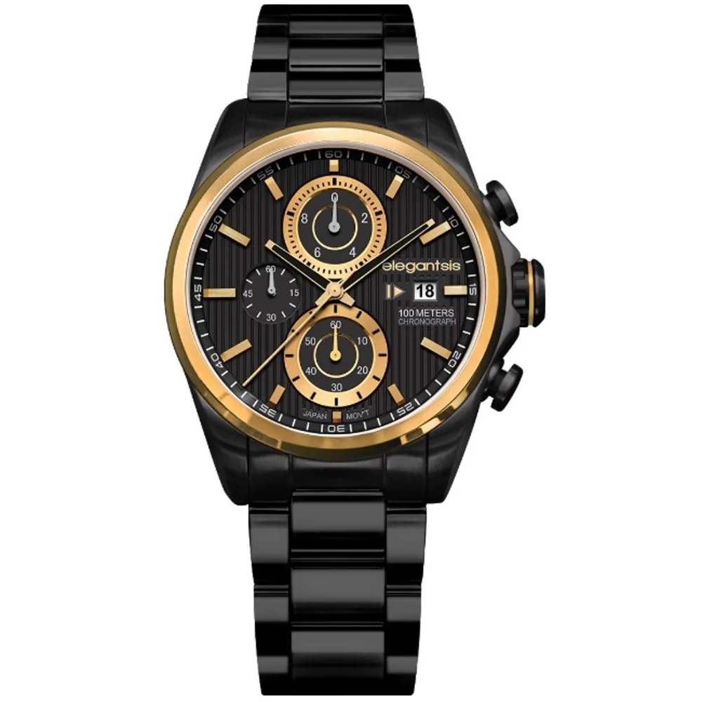 【elegantsis 愛樂時】傑本尼氏 騎士系列機械腕錶/黑面 46mm(ELJT42R-6B04MA)