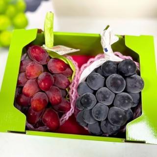 【RealShop】日本貓眼葡萄+妃紅提葡萄約1.3kg±10%x1盒(共2房入葡萄禮盒 真食材本舖)