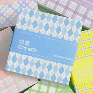 【夏日晚風】Ins風奶鹽色系格子便條紙-200張入(DIY 學生 手帳素材 可愛便利貼 記事本 留言紙 標籤貼)