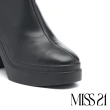 【MISS 21】迷幻少女純色彈力側拉鍊水台高跟短靴(黑)