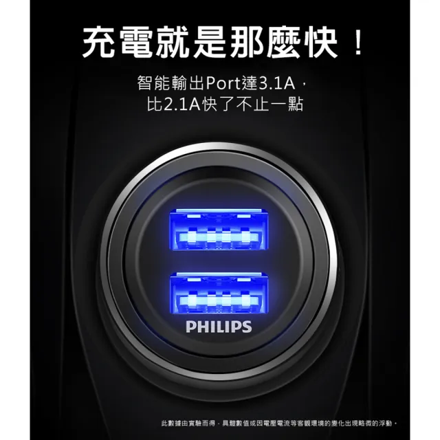 【Philips 飛利浦】DLP3520N 全金屬迷你車充(送A to L充電線200cm超值組)