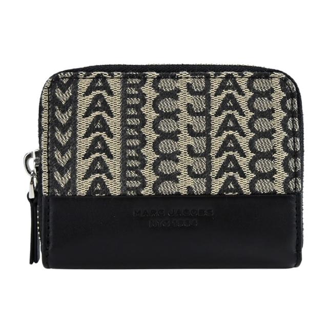 【MARC JACOBS 馬克賈伯】THE MONOGRAM緹花拉鍊卡片零錢包(黑)