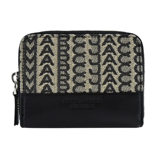 【MARC JACOBS 馬克賈伯】THE MONOGRAM緹花拉鍊卡片零錢包(黑)