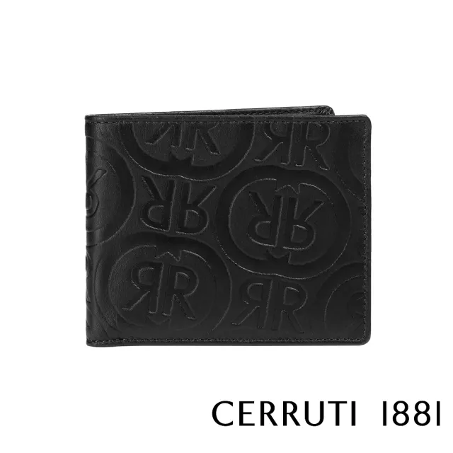 【Cerruti 1881】義大利頂級小牛皮12卡短夾皮夾 CEPU05413M(黑色 贈原廠送禮提袋)