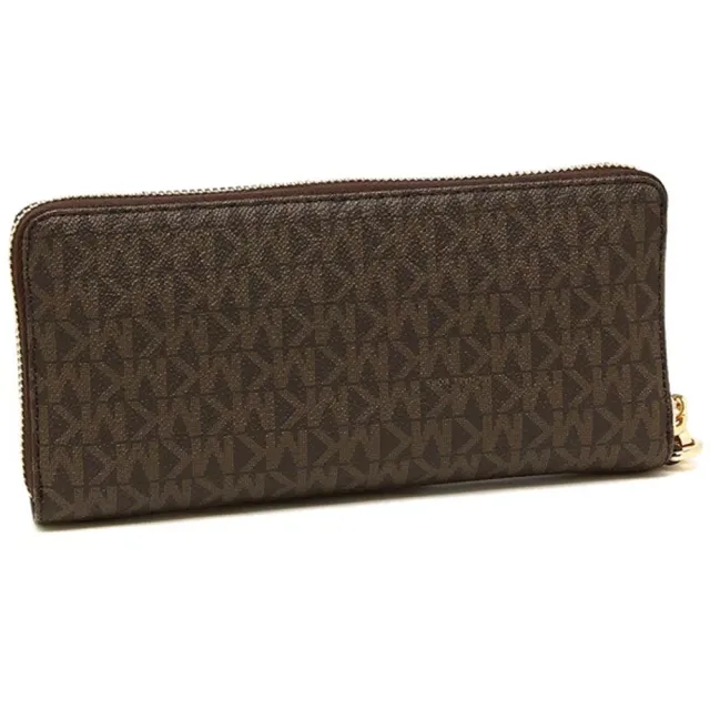 【Michael Kors】滿版LOGO皮革長夾-咖駝(現貨)