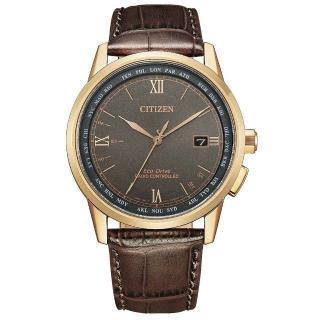 【CITIZEN 星辰】GENTS空中之鷹光動能電波男士皮帶錶42.7mm(CB0158-10H棕色款/CB0151-19E黑色款)