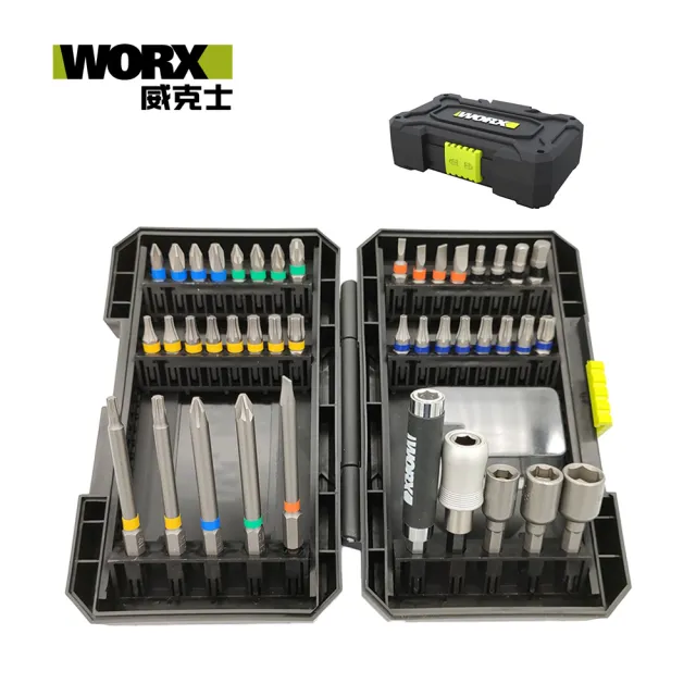 【WORX 威克士】12V鋰電無刷震動電鑽雙電池+彩虹螺絲起子頭42件套組(WU128.6+WA1149)