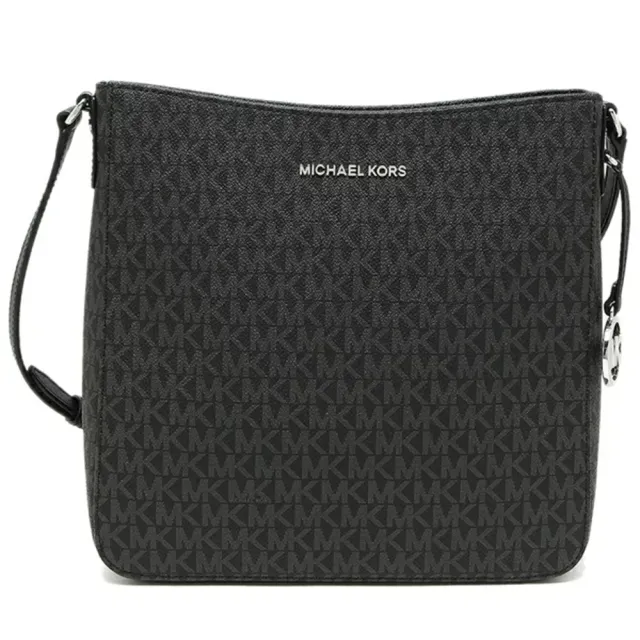 【Michael Kors】滿版LOGO方形斜背包-黑(現貨)