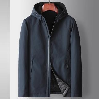 【巴黎精品】現貨+預購 真羽絨90%白鴨絨羽絨外套羽絨衣夾克(連帽雙面穿防寒保暖男夾克2色p1ac34)