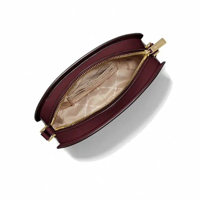 【Michael Kors】簡約皮革拉鍊斜背包-酒紅(現貨)