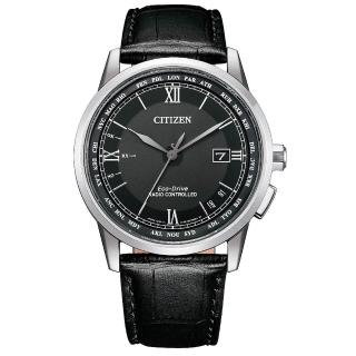 【CITIZEN 星辰】GENTS空中之鷹光動能電波男士皮帶錶42.7mm(CB0151-19E黑色款/CB0158-10H棕色款)