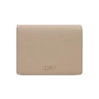 【agnes b.】Voyage 金色logo防刮皮革短夾(奶茶色)