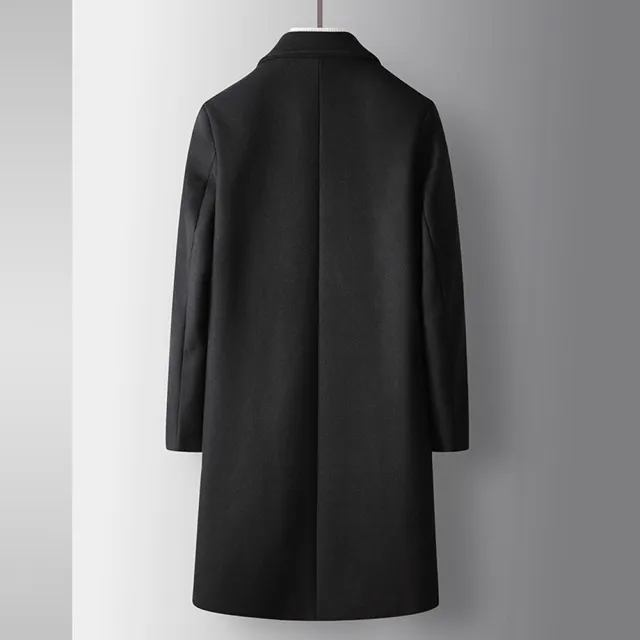 【巴黎精品】毛呢大衣長版外套(簡約純色羊毛商務男外套2色p1ac48)