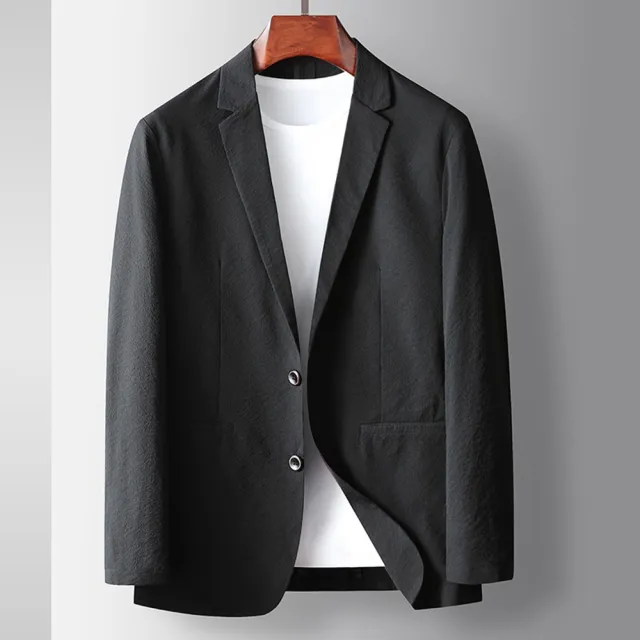 【巴黎精品】現貨+預購 西裝外套休閒西服(純色微皺彈力春夏男外套3色p1ac65)