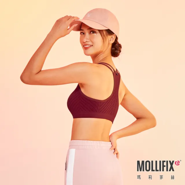 【Mollifix 瑪莉菲絲】A++活力自在雙肩帶舒適BRA、瑜珈服、無鋼圈、開運內衣(紅)