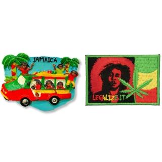 【A-ONE 匯旺】牙買加觀光車可愛磁鐵+巴布·馬利 雷鬼歌手外套電繡2件組世界旅行磁鐵(C228+138)