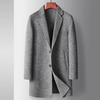 【巴黎精品】現貨+預購 毛呢外套中長版大衣(保暖禦寒羊毛商務簡約男外套2色p1ac10)