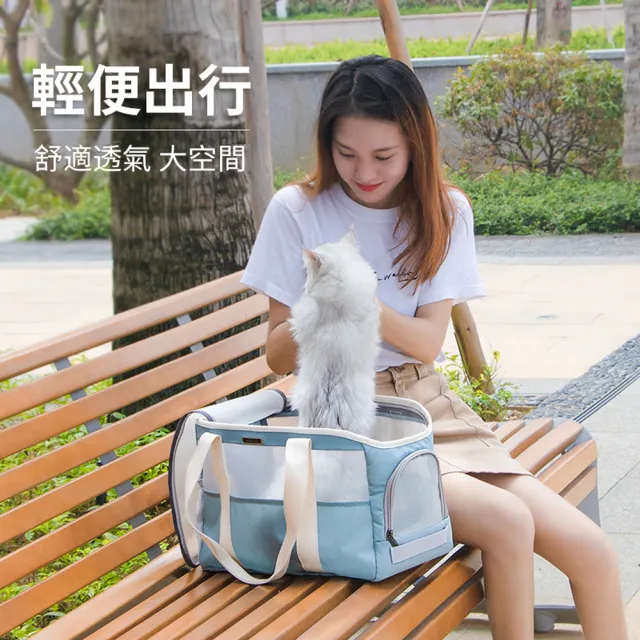 【ANTIAN】外出寵物便攜包 狗狗貓咪手提包 時尚半透明貓包 寵物背帶 旅行包
