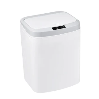 【西雅宅】16L 感應式垃圾桶 簡約白 自動垃圾桶 掀蓋垃圾桶 B-PD6008(電動垃圾桶 小垃圾桶)