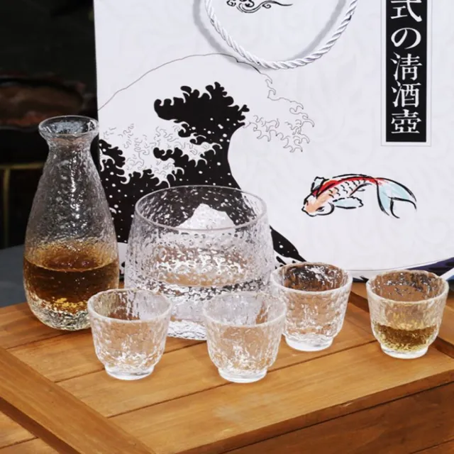 【JEN】日式錘紋 清酒壺杯具 白酒杯 分酒器 一壺四杯+溫酒缸