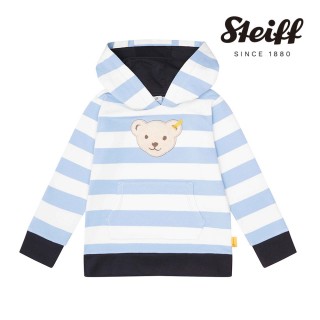【STEIFF】熊頭童裝 連帽條紋長袖T 內刷毛(長袖上衣 啾啾款)
