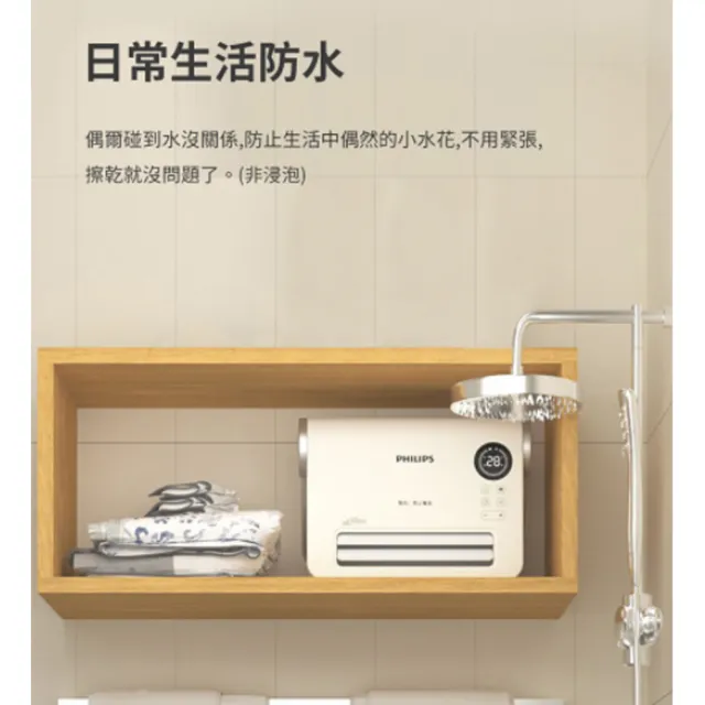 【Philips 飛利浦】壁掛陶瓷暖風機 AHR3124FX(無線搖控  IPX2防水)