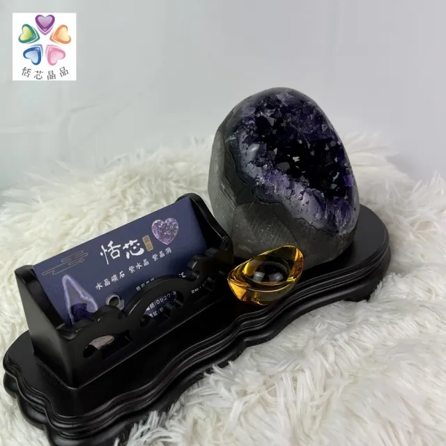 【恬芯晶品】頂級烏拉圭紫水晶帝王紫AA16贈名片座(頂級帝王紫烏拉圭紫水晶名片座招財開運風水財運業績提升)