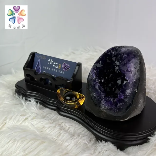 【恬芯晶品】頂級烏拉圭紫水晶帝王紫AA16贈名片座(頂級帝王紫烏拉圭紫水晶名片座招財開運風水財運業績提升)