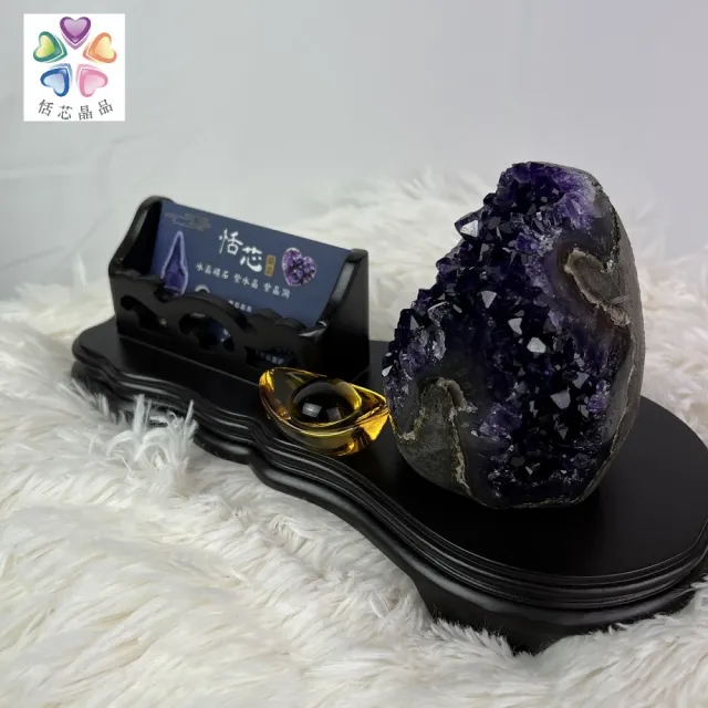 【恬芯晶品】頂級烏拉圭紫水晶帝王紫AA1贈名片座(頂級帝王紫烏拉圭紫水晶名片座招財開運風水財運業績提升)