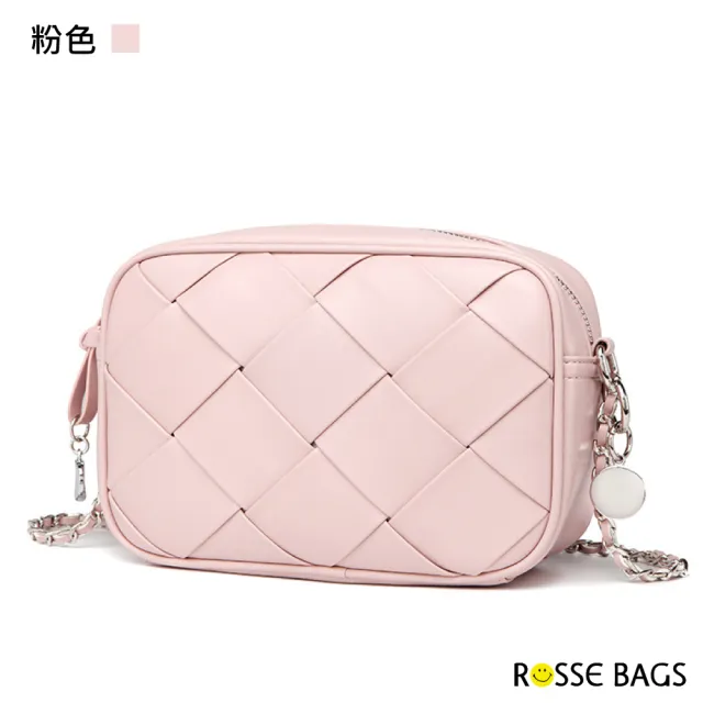 【Rosse Bags】經典時尚鍊條編織方包(現+預  黑色／粉色／棕色)