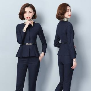 【巴黎精品】現貨+預購 西裝套裝兩件套(圓領荷葉邊外套褲子女西服p1bg22)
