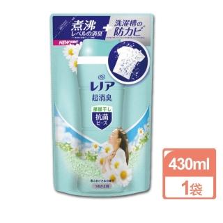 【日本P&G】煮沸般超消臭汗味衣物香氛除臭芳香顆粒香香豆-室內消臭430ml/水藍補充袋(搭洗衣精平輸品)
