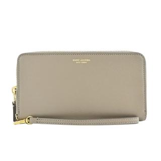 【MARC JACOBS 馬克賈伯】THE SLIM 84羊皮燙金LOGO手掛式ㄇ字長夾(灰)