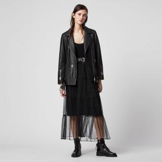 【ALLSAINTS】KAIRA 寬鬆羊皮鉚釘騎士皮衣-啞光黑 WL012S(寬鬆版型)