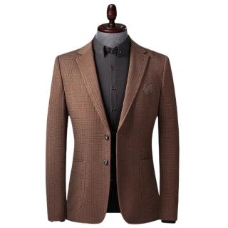 【米蘭精品】現貨+預購 西裝外套修身西服(秋冬泡泡紗提花針織男外套3色74da17)