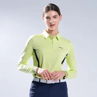 【PING】女款立體織紋剪接薄長袖POLO衫-淺綠(吸濕排汗/GOLF/高爾夫球衫/RA22205-43)