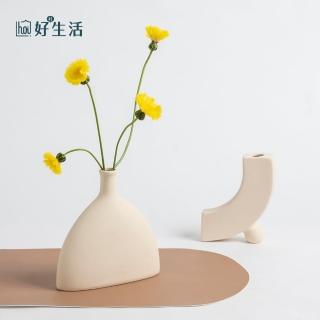 【hoi! 好好生活】北歐風手捏感素胚陶瓷花瓶-米窄口型 *此款不可裝水