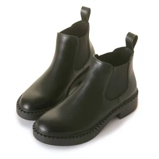 【amai】經典厚底切爾西靴 短靴 短筒靴 厚底靴 短筒靴 雨靴 厚底 英倫風 百搭 大尺碼 KB93BK(黑色)