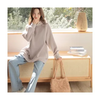 【OB 嚴選】保暖純色長版內刷毛長袖衛衣大學T上衣 《AB14188》