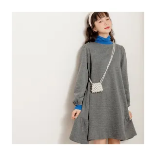 【OB 嚴選】立體格紋鈕釦拼接傘襬拋袖短洋裝 《DA9527》