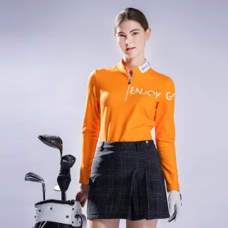 【PING】女款素色立領長袖POLO衫-橘(日本素材/吸濕排汗/抗皺/GOLF/高爾夫球衫/RA22215-25)