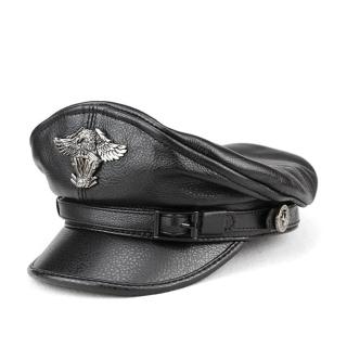 【巴黎精品】現貨+預購 船長帽哈雷帽真皮皮帽(復古龐克平頂牛皮男女帽子5色v1at38)