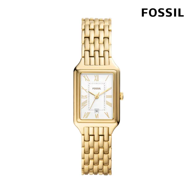 【FOSSIL】Raquel 爵士女伶復古女錶 金色不鏽鋼鍊帶 23MM ES5220