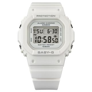 【CASIO 卡西歐】BABY-G 纖薄經典方形電子錶-清新白-BGD-565-7